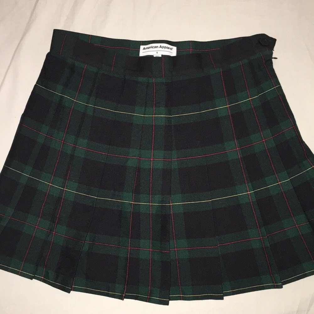 American Apparel Green Plaid Tennis Skirt
